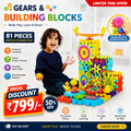 81 PCS Gears & Building Blocks Educational STEM Toy for Kids (Ages 3+)