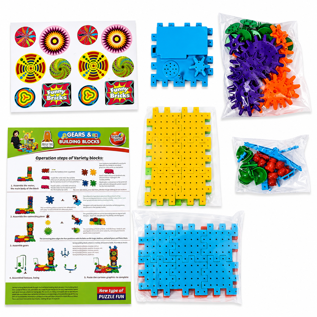 81 PCS Gears & Building Blocks Educational STEM Toy for Kids (Ages 3+)