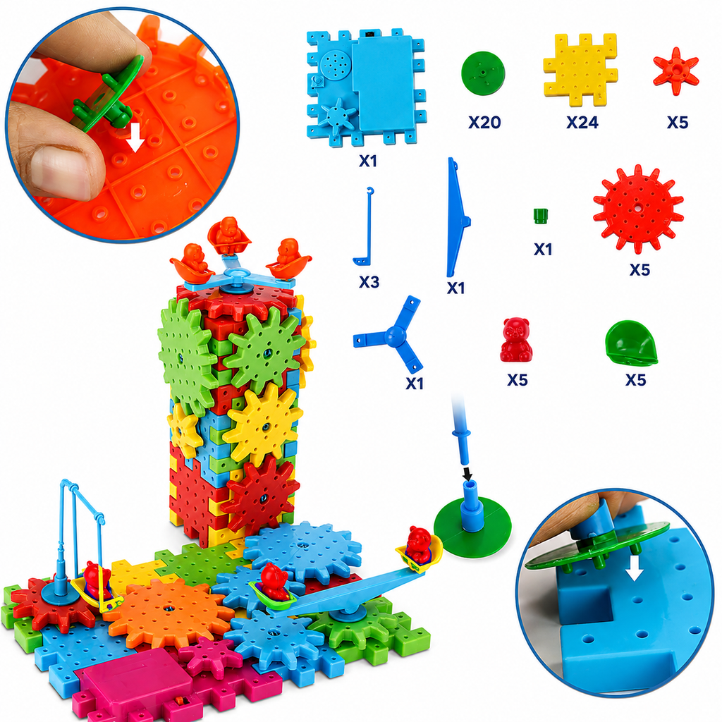 81 PCS Gears & Building Blocks Educational STEM Toy for Kids (Ages 3+)