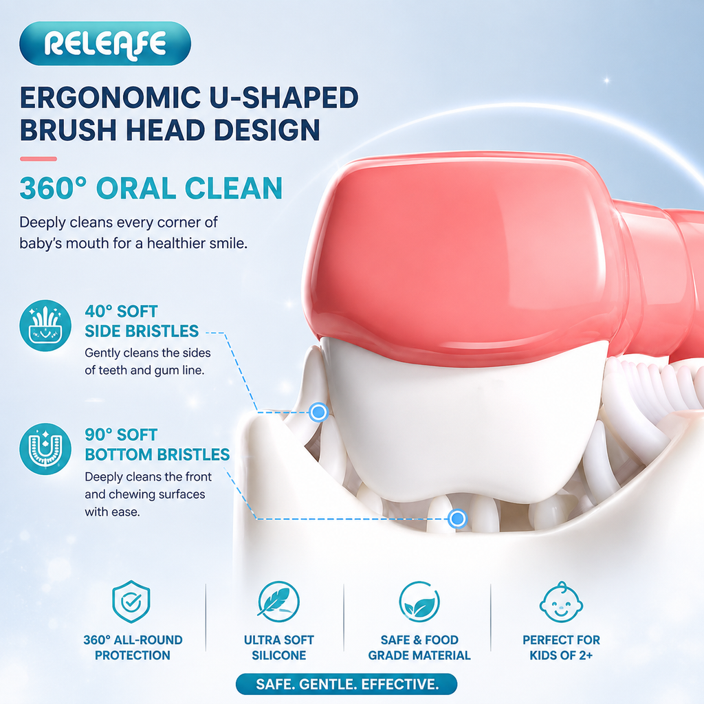 360° U-Shaped Silicone Toothbrush for Kids | Soft Bristles & Deep Cleaning