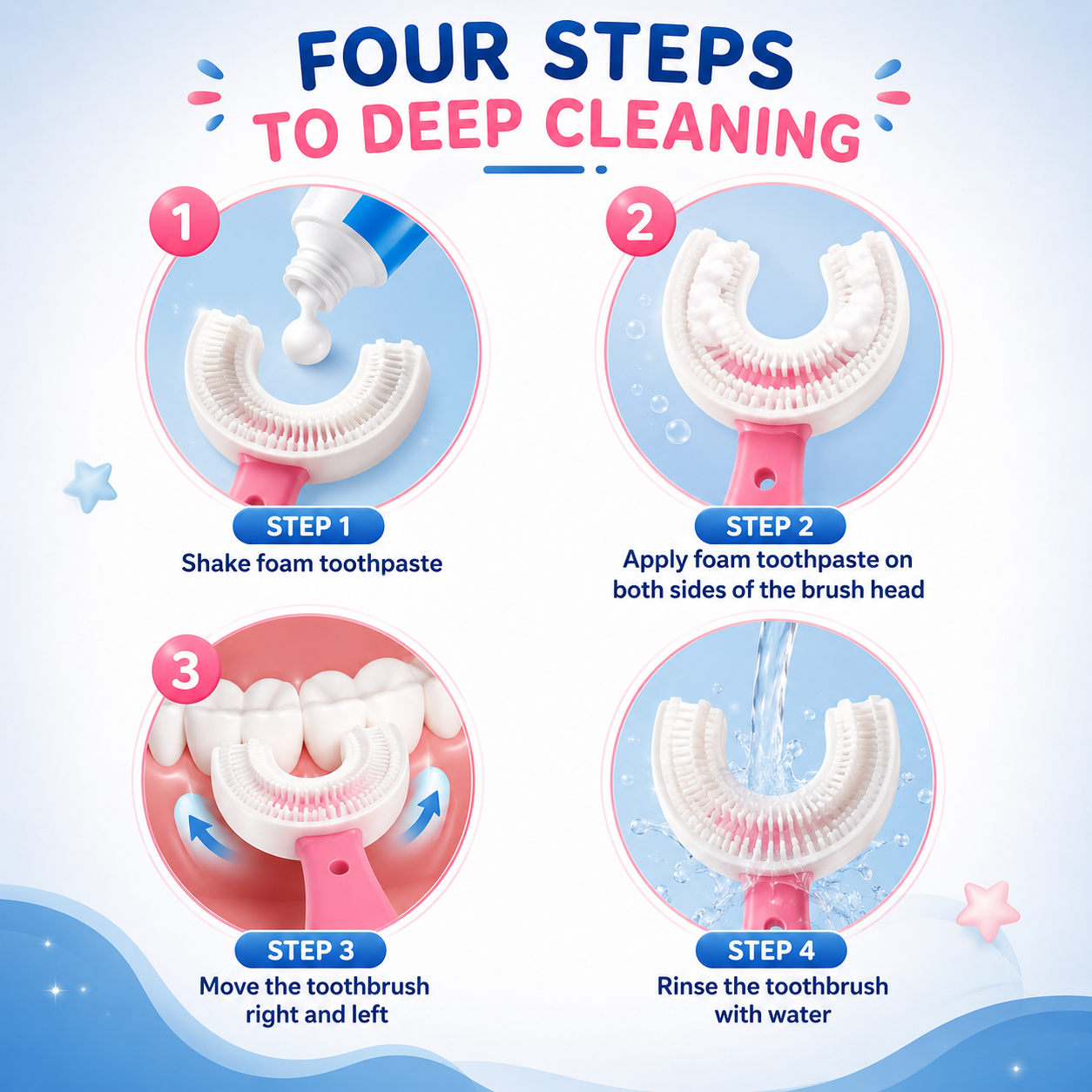 360° U-Shaped Silicone Toothbrush for Kids | Soft Bristles & Deep Cleaning